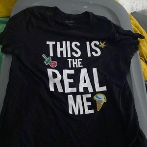 Shirt, Arizona Jeans, Large, Black with word print